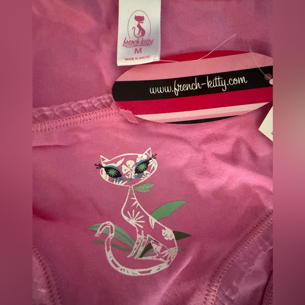 French Kitty Sexy Feline lace trim pink panty - RARE find! NWT - Size M